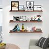 AZSKY 36 Inch Floating Book Shelves Rustic Wood Wall Picture Ledge Shelf for Storage Light Walnut Wall Mounted Picture Photo Display Shelf a Set of 3 Hanging Book Shelf view 2