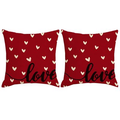 Rwoora 2pcs Valentine's Day Pillow Covers 18x18inch Throw Pillow Cover,Love Decorative Red Cover Set for Wedding Hotel Bed Car