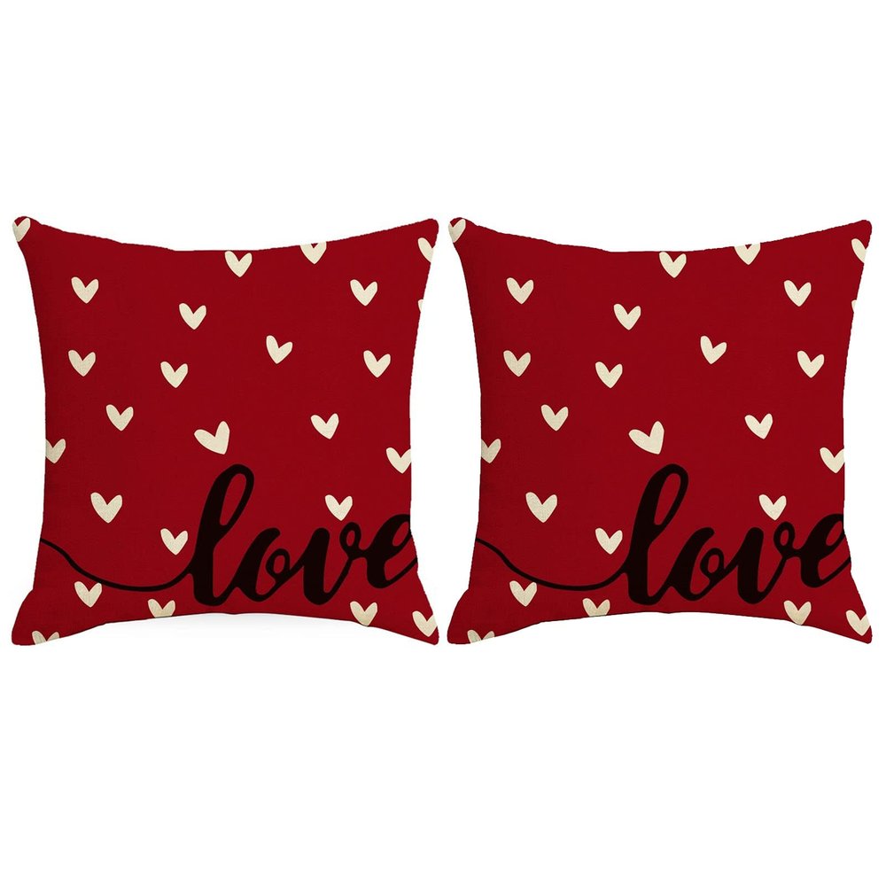 Rwoora 2pcs Valentine's Day Pillow Covers 18x18inch Throw Pillow Cover,Love Decorative Red Cover Set for Wedding Hotel Bed Car