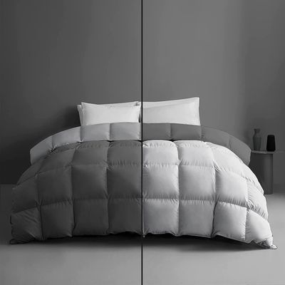 1-Piece Microfiber Comforter Super Oversized King (120" X 128") -Super Soft 500GSM Lightweight 6 Corner Ties Premium Quality Down Alternative Winter Comforter (120" X 128") Colour-Light Grey/Dark Grey