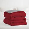 1-Piece Microfiber Comforter Super Oversized King (120" X 128") - Super Soft 500GSM Lightweight 6 Corner Ties Premium Quality Down Alternative Winter Comforter (120" X 128") Colour-Light Grey/Burgundy view 3