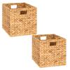 M4DECOR Storage Cube 10.5 x 10.5in, Wicker Storage Baskets for Shelves, Water Hyacinth Storage Baskets, Square Wicker Storage Basket (2 Packs 10.5in) view 1