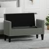 Glenwillow Home 46" Upholstered Storage Bench with Track Arms, Wood Legs, and Nailhead Trim in Stone (Light Gray) view 3