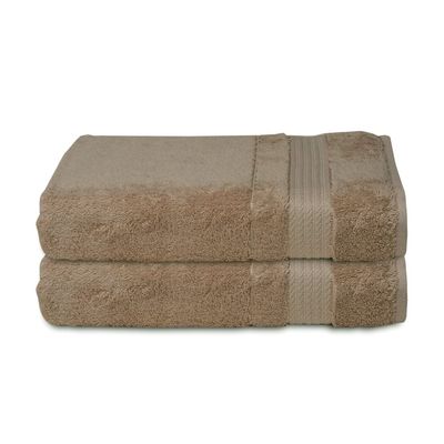 Pretty Beige Color 100% Long-Staple Turkish Cotton Bath Towels Set of 2 | Comfortable Smooth Texture | Super Absorbent with a Soft Terry Feel and Z-Twist Weave | Hand Sheet Fast-Drying and Durable