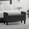 Glenwillow Home 42" Upholstered Storage Bench with Track Arms, Wood Legs, and Nailhead Trim in Dark Gray view 1