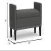 Glenwillow Home 42" Upholstered Storage Bench with Track Arms, Wood Legs, and Nailhead Trim in Dark Gray view 2