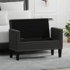 Glenwillow Home 42" Upholstered Storage Bench with Track Arms, Wood Legs, and Nailhead Trim in Dark Gray view 3