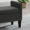 Glenwillow Home 42" Upholstered Storage Bench with Track Arms, Wood Legs, and Nailhead Trim in Dark Gray view 4