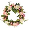 Welcome Wreath Artificial Flower Wreath/Handmade Floral Artificial Simulation Rose Flowers Garland Wreath for Home Front Door Christmas Decoration 35CM Artificial Eucalyptus Wreath view 1