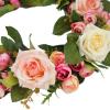 Welcome Wreath Artificial Flower Wreath/Handmade Floral Artificial Simulation Rose Flowers Garland Wreath for Home Front Door Christmas Decoration 35CM Artificial Eucalyptus Wreath view 3