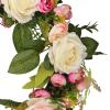Welcome Wreath Artificial Flower Wreath/Handmade Floral Artificial Simulation Rose Flowers Garland Wreath for Home Front Door Christmas Decoration 35CM Artificial Eucalyptus Wreath view 4