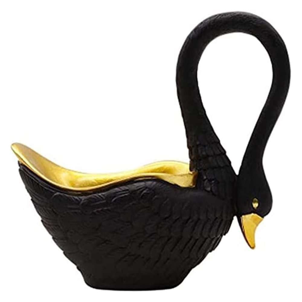 ALDEPO Sculpture Tabletop Desk Decoration Sculpture,1Pair Golden Stroke Black and White Swan Animal Storage Box Crafts Office Decoration