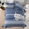 BCOTTOND Quilt Set 100% Cotton Boho Striped King Quilt,Navy Blue Quilt King Size Bohemian Pattern King Bedspread Lightweight All Season 3 Piece view 2