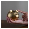 ALDEPO Sculpture Tabletop Gold Pig Statue Brass Feng Shui Pig Sculpture Souvenir Miniature Modern Lucky Animal Figurine Mini Decoration Art Gift view 2