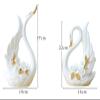 ALDEPO Sculpture Tabletop Decor Statues Decor,Creative Ceramic White Couple Swan Animal Crafted Figurines,Desktop Shelf Crafts Art Dcor Statuettes view 2