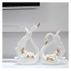 ALDEPO Sculpture Tabletop Decor Statues Decor,Creative Ceramic White Couple Swan Animal Crafted Figurines,Desktop Shelf Crafts Art Dcor Statuettes view 4