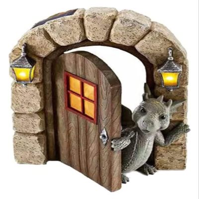 ALDEPO Sculpture Tabletop Family Art Figurines Resin Dinosaur Garden Meditated Dragon Wall Mounted Art Statue Wall Decor
