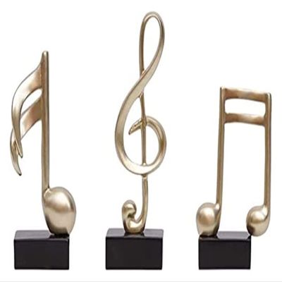 ALDEPO Sculpture Tabletop Sculptures Outdoor Decor Garden,3 Pcs Modern Mini Musical Note Model Figure Resin Craft Desktop Piano Ornament Decor