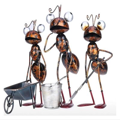 ALDEPO Sculpture Tabletop Figurines Decor,Sculpture Iron Cartoon Ant Removable Bucket Garden Desk Decor Flower Pot Trinket Storage