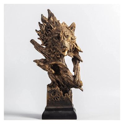 ALDEPO Sculpture Tabletop Unique Statue Sculpture Statues Decor Modern Ornaments,European Animal Wolf Head Statue Decoration Entrance Office Decoration Crafts