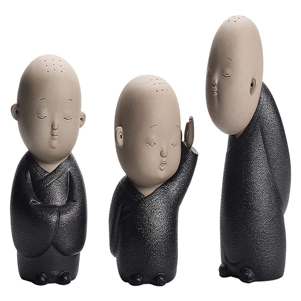 ALDEPO Sculpture Tabletop 3 Pcs Buddha Statues Small Monk Club geomantic Decoration Figurines Decor Small Monk Sculpture Craft Ornament