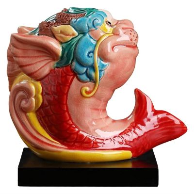 ALDEPO Sculpture Tabletop Feng Shui Ornament Feng Shui Wealth Arowana Lucky Fish Statue Wealth Fish Figurine Furnishing Ornament Best Gift Business Opening Feng Shui Decor