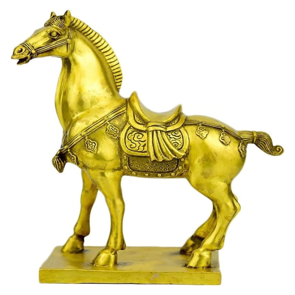 ALDEPO Sculpture Tabletop Decor Lucky Horse Animal Figurine Chinese Feng Shui Horse Brass Statue Tabletop Decor Attract Wealth and Success Good Lucky Gifts