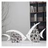 ALDEPO Sculpture Tabletop Statue Figurines Silver Plated Couple Kiss Fish Europe Ceramic Furnishing Articles Living Room Ornament Decoration view 1