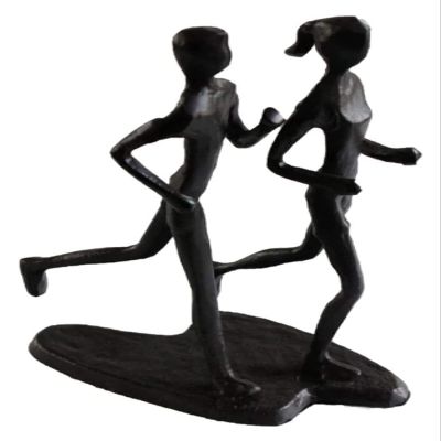 ALDEPO Sculpture Tabletop Decor Couple Art Iron Couples Running Retro Cast Iron Metal Craftsoffice Living Room Bedroom Collectionstatue