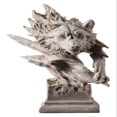 ALDEPO Resin Wolf Head Abstract Sculpture Statue Office Desk Decor Birthday Gift Decoration