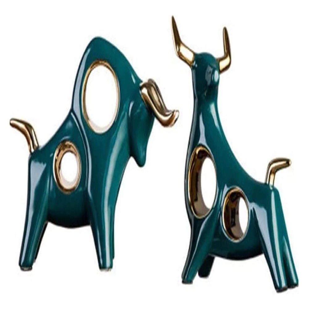 ALDEPO Sculpture Tabletop Sculptures Outdoor Decor Garden,1Pair Modern Decorative Wall Street Bull Statue Furnishing Desktop Decoration Crafts