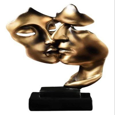 ALDEPO Sculpture Tabletop Decor Creative Sculptures, Silence is A Golden Couple Thinker Resin Figurine Statue Decor, Entrance, Home, Office Study