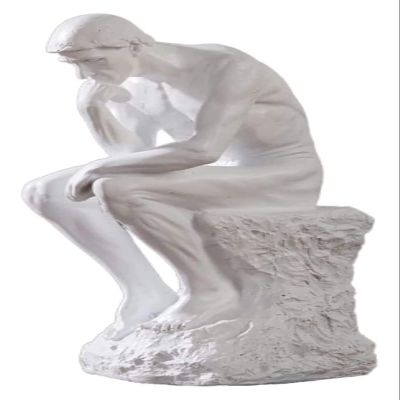 ALDEPO Sculpture Tabletop Decor Statue Deep Contemplation Figurines of Thinkers - Auguste Rodin in Bronze Statue, Resin Sculpture, Art Decorations Office (Color : Light Green)