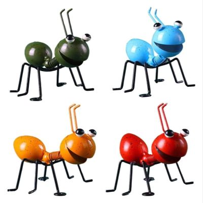 ALDEPO Sculpture Tabletop Art Metal Sculpture Ant Ornament Colorful Cute Insect Hanging Wall Art Lawn Decor Indoor Outdoor 4PCS,Art Metal Sculpture