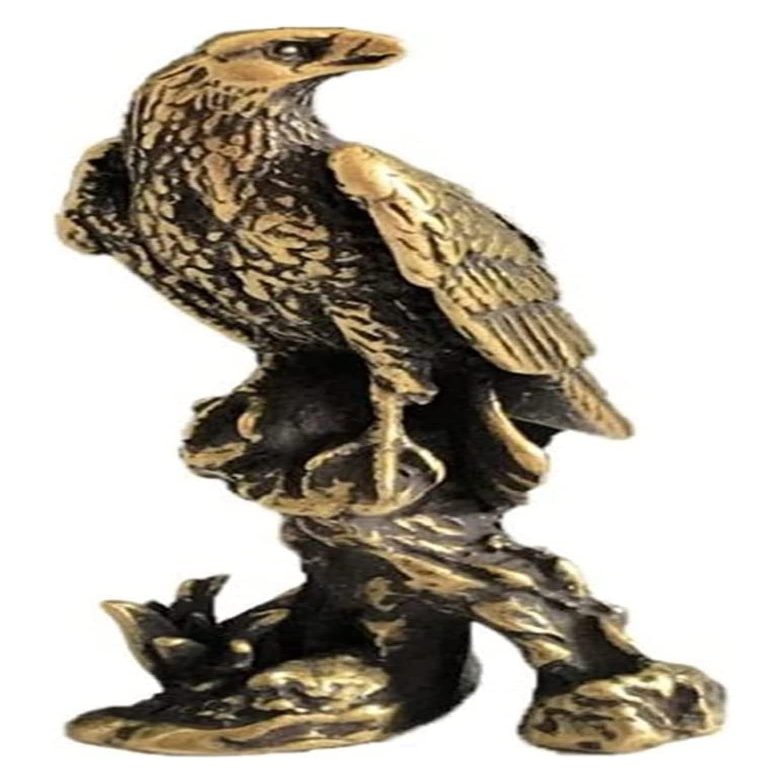 ALDEPO Sculpture Tabletop 3D Mini Eagle Casting Animal Figurine Retro Style Metal Sculpture Room Desktop Collect Gift