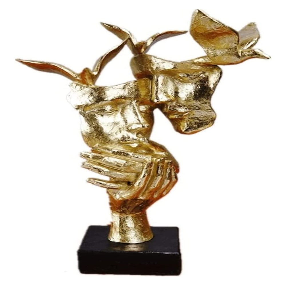 ALDEPO Sculpture Tabletop Statue Sculpture Desktop Decor Resin Golden Bird Couple Statues Figure Figurines Decor