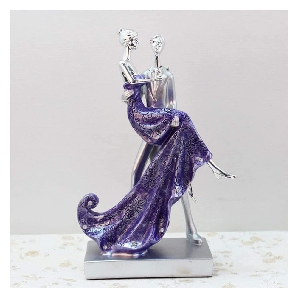 ALDEPO Sculpture Tabletop Office Figurine Desk Office Family Collection Gifts Figurines Art Gift Statues Figurines Statuettes,Creative Europe Style Resin Purple Couple Wedding Gi