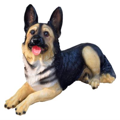 ALDEPO Sculpture Tabletop Office Living Room Decoration Sculptures Statue Figurine Simulation Wolf Dog Decoration Shepherd Dog Model Fake Dog Decoration Send Friends Move Housewarming Gifts