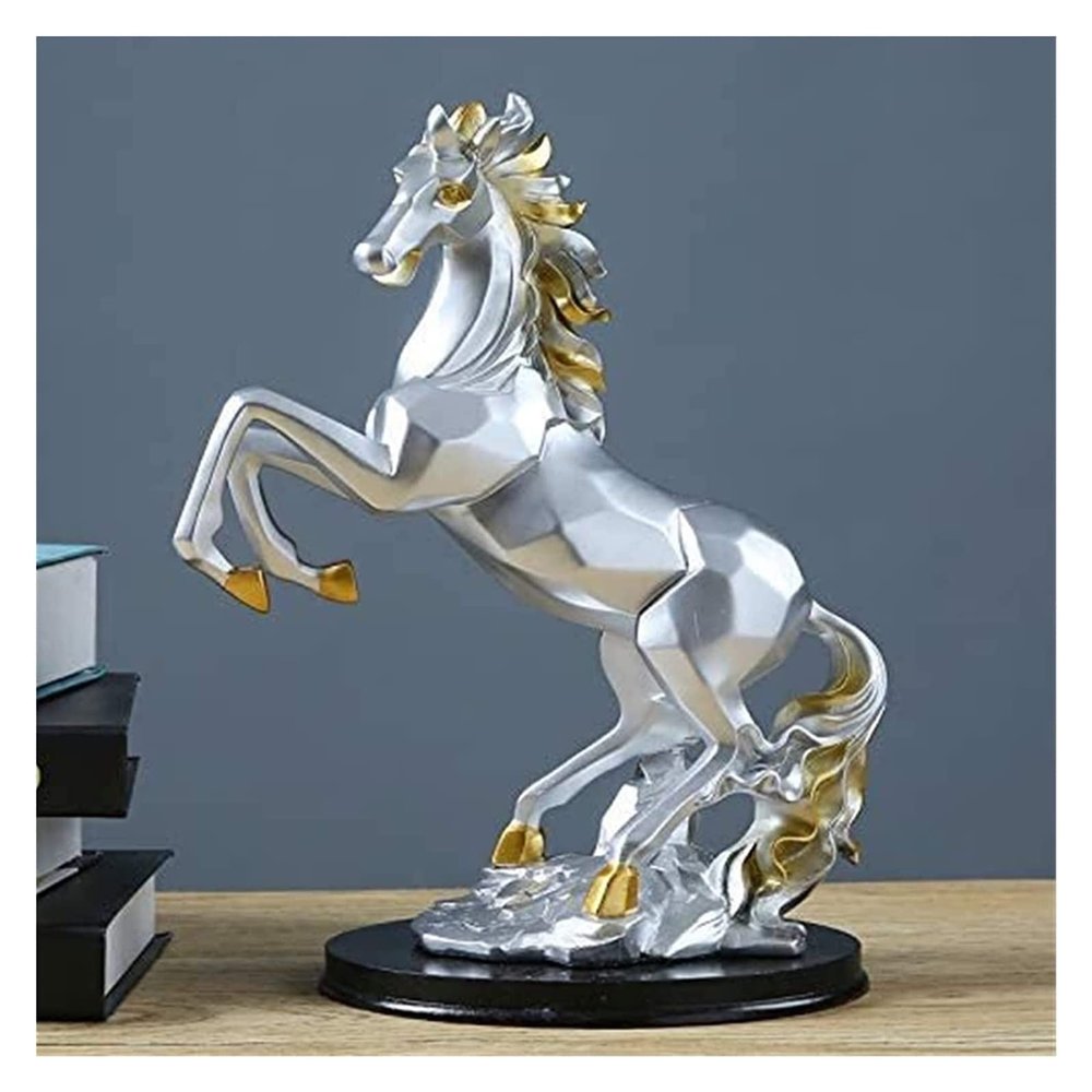 ALDEPO Sculpture Tabletop Decor Standing Horse Resin Statue Decor Horse Statues Horse Resin Statue Desktop Office Decor Desk Bookshelf Wine Cabinet to Attract Luck and Wea