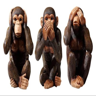 ALDEPO Sculpture Tabletop 3 Wisdom Monkeys Sculpture, Deaf/Blind/Mute Statue, 20Cm, Resin, Decor Accessories Little Monkeys Figurines, 3-Piece Set Statue (Color : 3 Piece Set)
