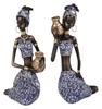 ALDEPO Sculpture Tabletop 2 Pieces Resin Craft African Lady Figurine Art Tribal Women Statue Desk, Freestanding (Color : Kneel Sitting a) view 1