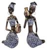 ALDEPO Sculpture Tabletop 2 Pieces Resin Craft African Lady Figurine Art Tribal Women Statue Desk, Freestanding (Color : Kneel Sitting a) view 3