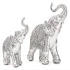 ALDEPO Sculpture Tabletop Fashion 2Pcs/Set Silver Polyresin Ornate Elephant Statue Lucky Figurine Sculptures Ornaments Office Decor Crafts Gift view 4