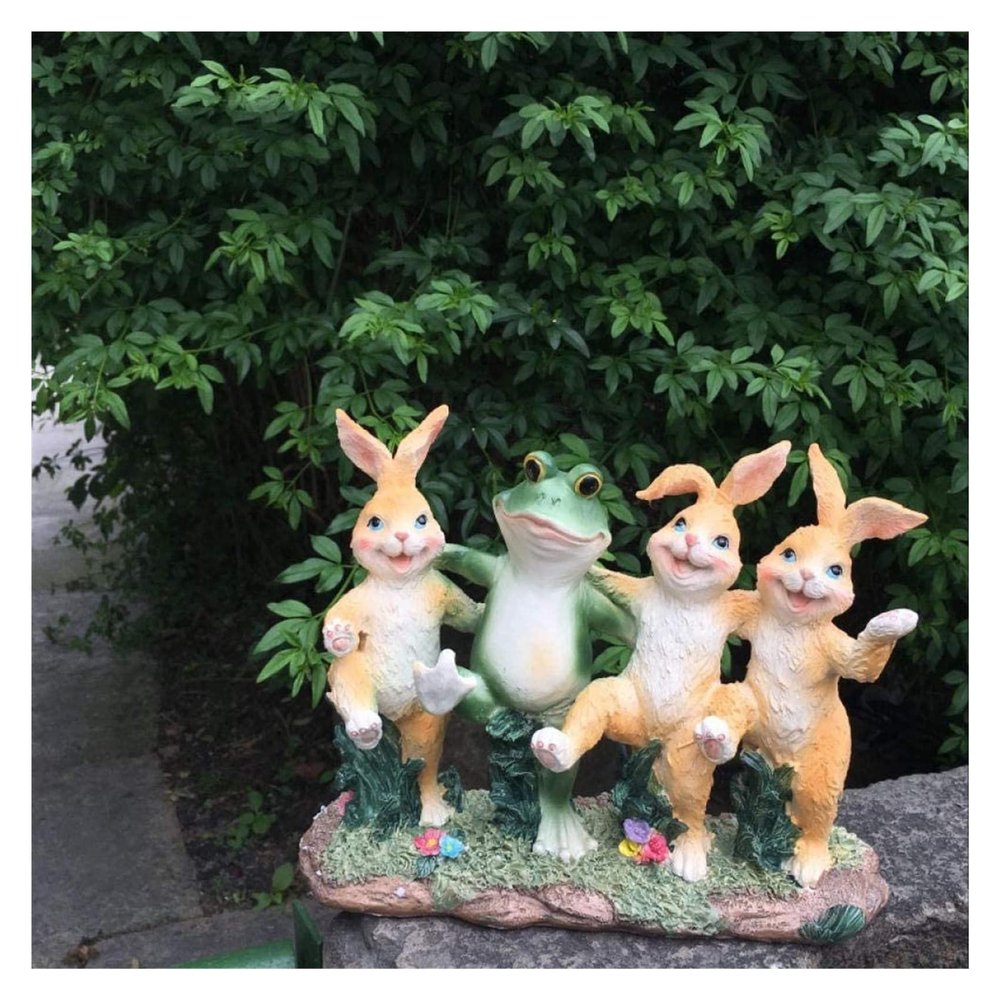 ALDEPO Sculpture Tabletop Office Living Room Decoration Sculptures Statue Figurine Garden Decoration Crafts Gardening Simulation Resin Rabbit Frog Home Garden Animal Frog