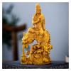 ALDEPO Sculpture Tabletop Sculptures Outdoor Decor Garden,Wood Buddha Statue Boxwood Dragon Bodhisattva Solid Wood Sculpture Feng Shui Decor view 2