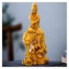 ALDEPO Sculpture Tabletop Sculptures Outdoor Decor Garden,Wood Buddha Statue Boxwood Dragon Bodhisattva Solid Wood Sculpture Feng Shui Decor view 3