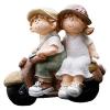 ALDEPO Sculpture Tabletop Desk Decoration Sculpture,Garden Figure Statue Solar boy Girl Female Motorcycle Ornaments Floor Courtyard Accessories view 1