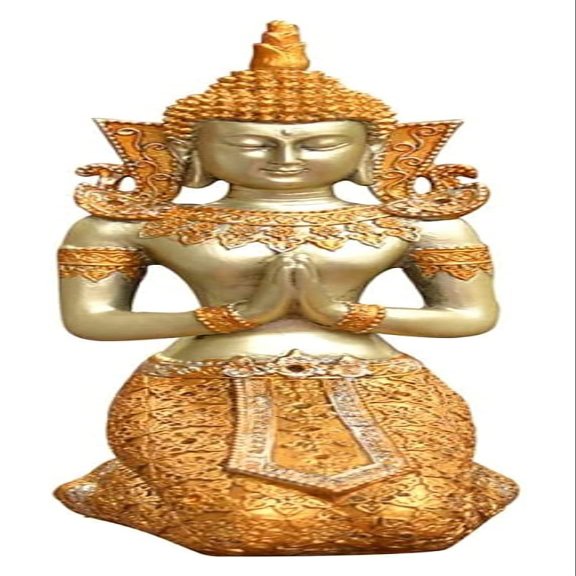 ALDEPO Sculpture Tabletop Desk Decoration Sculpture,Kneeling Buddha Statue Decoration Golden Buddha Desktop Decoration Resin Crafts