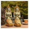 ALDEPO Sculpture Tabletop Desk Decoration Sculpture,Kneeling Buddha Statue Decoration Golden Buddha Desktop Decoration Resin Crafts view 2