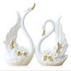 ALDEPO Sculpture Tabletop Decor Statues Decor,Creative Ceramic White Couple Swan Animal Crafted Figurines,Desktop Shelf Crafts Art Dcor Statuettes view 1